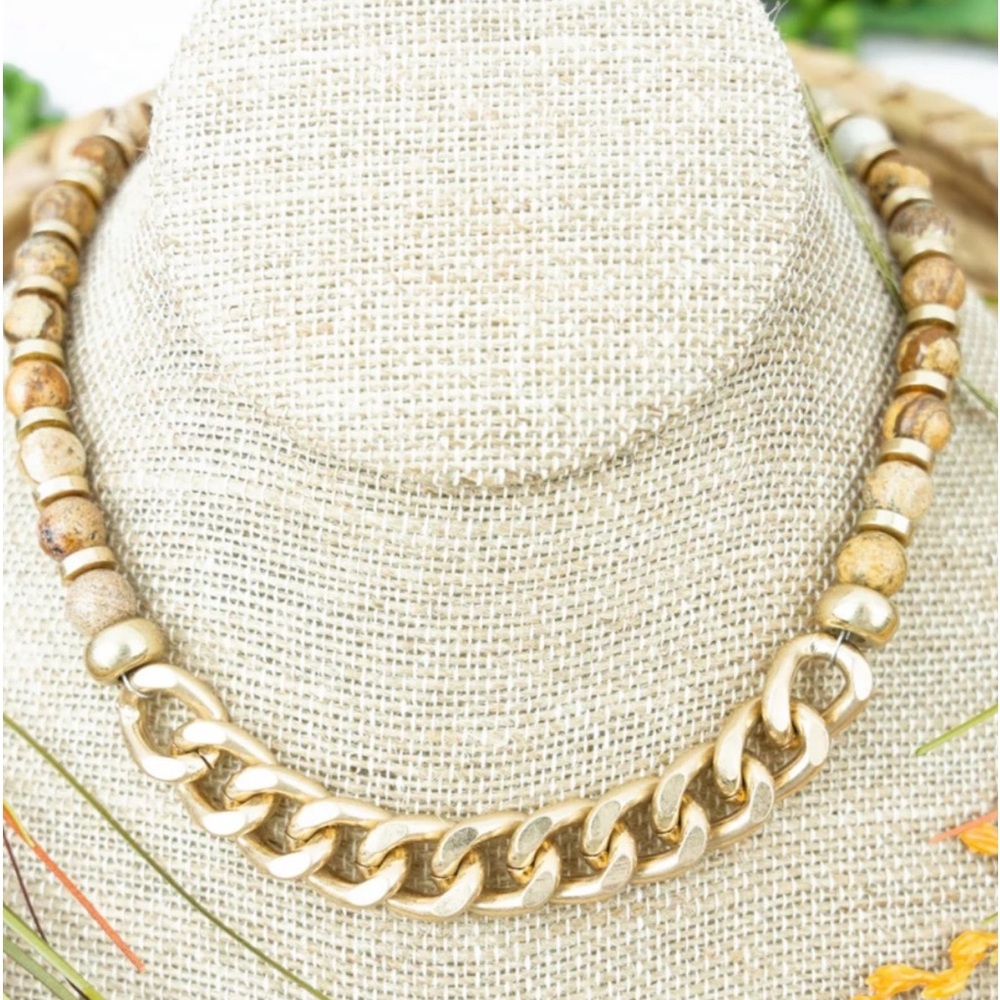 New. Georgia Jasper Stone
Chain Necklace
